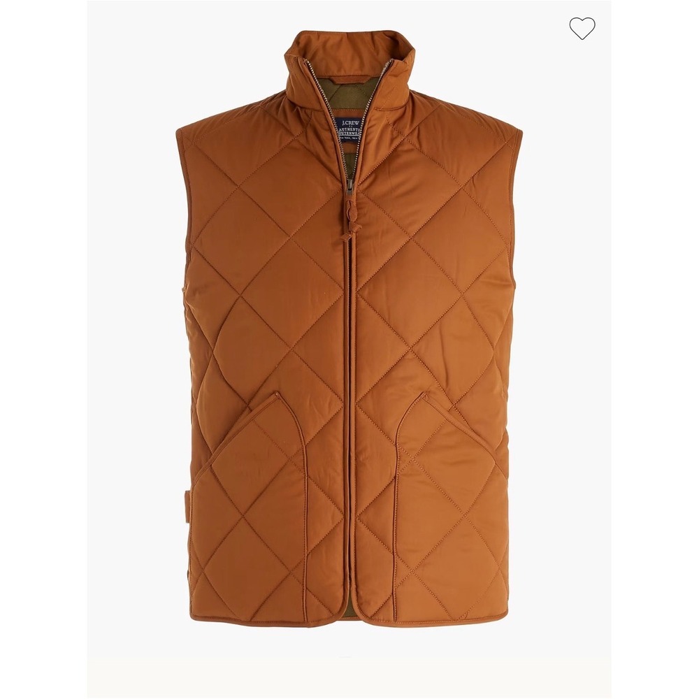 J. Crew Men's Walker Quilted Vest Glazed Pecan XL Preppy Old Money Minimalist